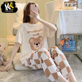 NIGHT SUIT BEAR PRINTED IN COTTON FABRIC